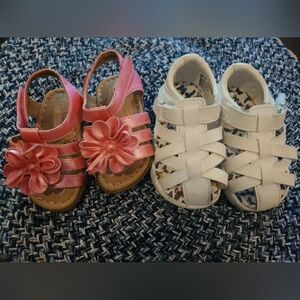 Baby Pink and White Kids Sandals, Size 3